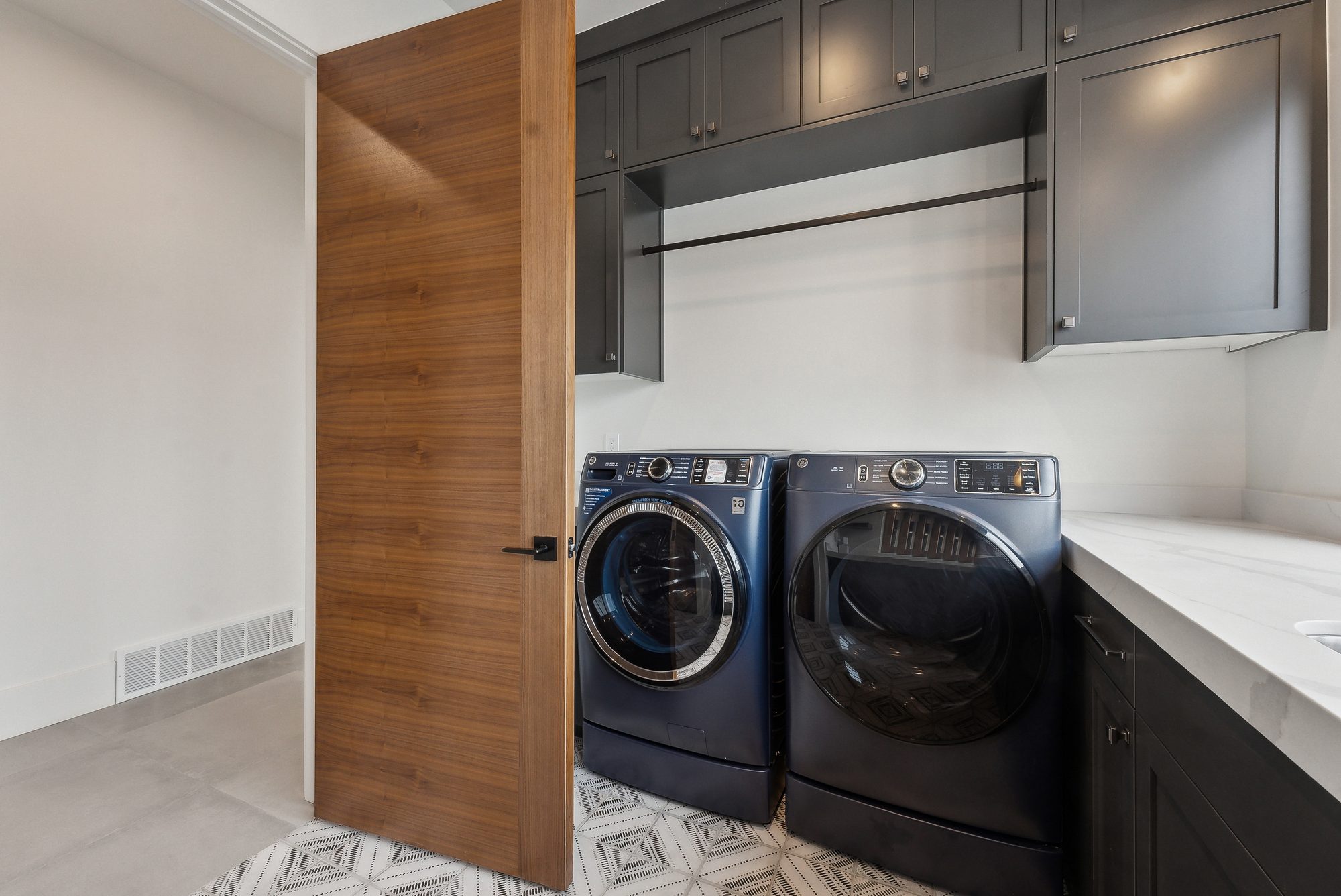 Laundry with wood door